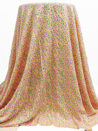 Citrus Yellow/Taffy Pink/Sapphire 100% Rayon Ditsy Floral Print Challis 54W