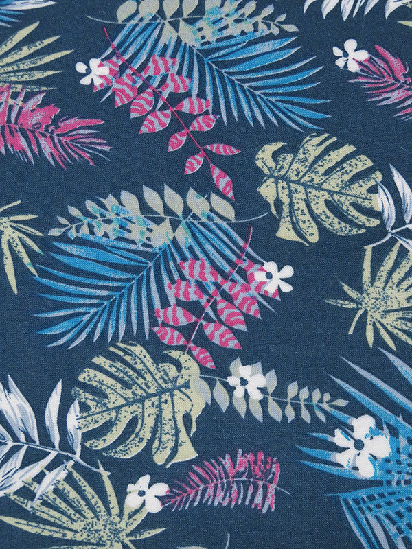 Dark Imperial Blue/Dusty Sage/Mulberry/Multi 100% Rayon Tropical Flora Print Challis 56W