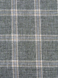 Sage/Dark Teal/White/Tan 100% Linen Yarn-Dyed Plaid Shirt Weight Woven 56W