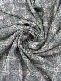 Sage/Dark Teal/White/Tan 100% Linen Yarn-Dyed Plaid Shirt Weight Woven 56W