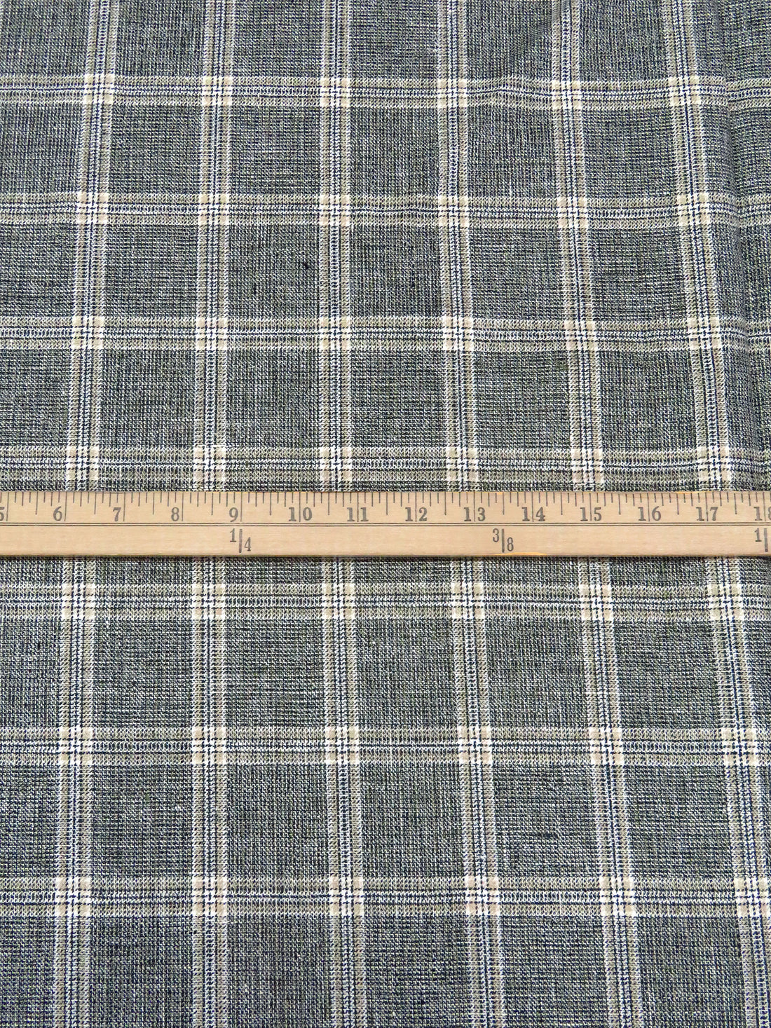 Sage/Dark Teal/White/Tan 100% Linen Yarn-Dyed Plaid Shirt Weight Woven 56W