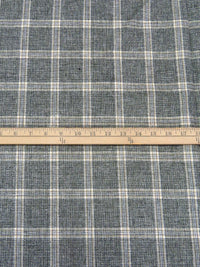 Sage/Dark Teal/White/Tan 100% Linen Yarn-Dyed Plaid Shirt Weight Woven 56W