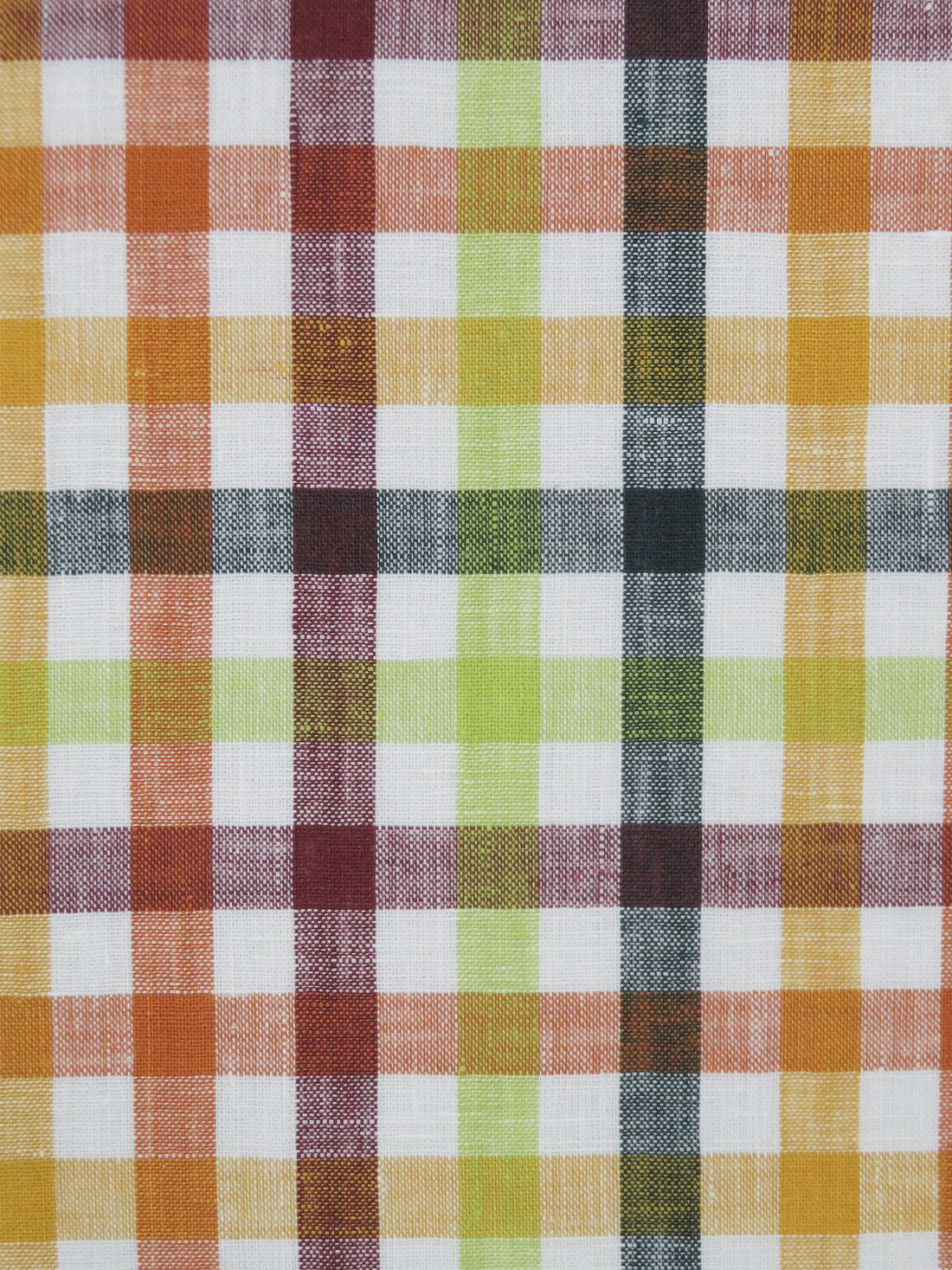 Burgundy/Dark Evergreen/Tuscan Sun/Multi 100% Linen Plaid Check Design Shirt Weight Woven 57W