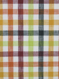 Burgundy/Dark Evergreen/Tuscan Sun/Multi 100% Linen Plaid Check Design Shirt Weight Woven 57W