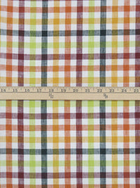 Burgundy/Dark Evergreen/Tuscan Sun/Multi 100% Linen Plaid Check Design Shirt Weight Woven 57W