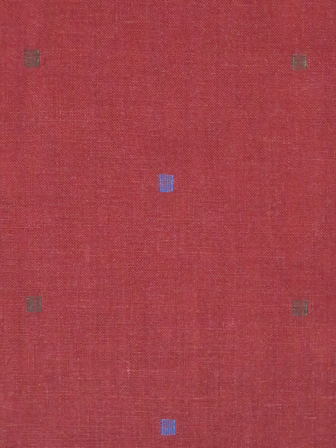 Vivid Auburn Red/Dark Cornflower/Olive 100% Linen Mini Square Weave Shirt Weight Woven 57W