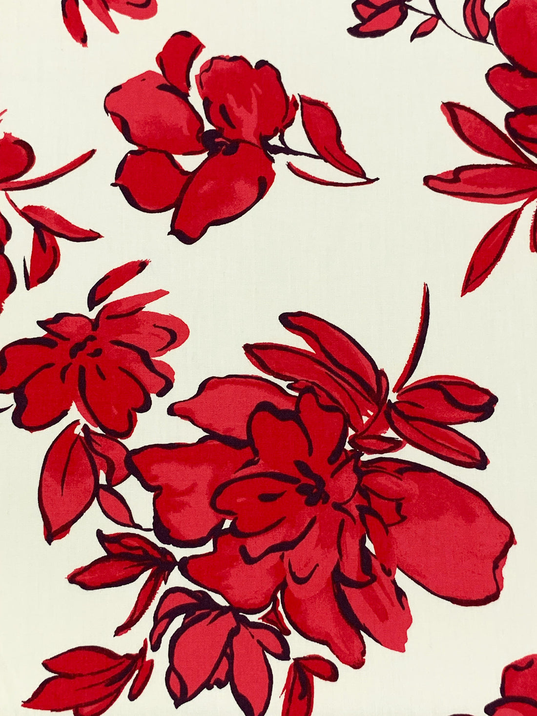 Pale Eggshell/Venetian Red 100% Cotton Floral Print Poplin Shirting 58W