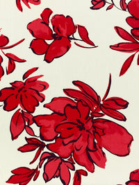 Pale Eggshell/Venetian Red 100% Cotton Floral Print Poplin Shirting 58W