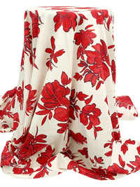 Pale Eggshell/Venetian Red 100% Cotton Floral Print Poplin Shirting 58W