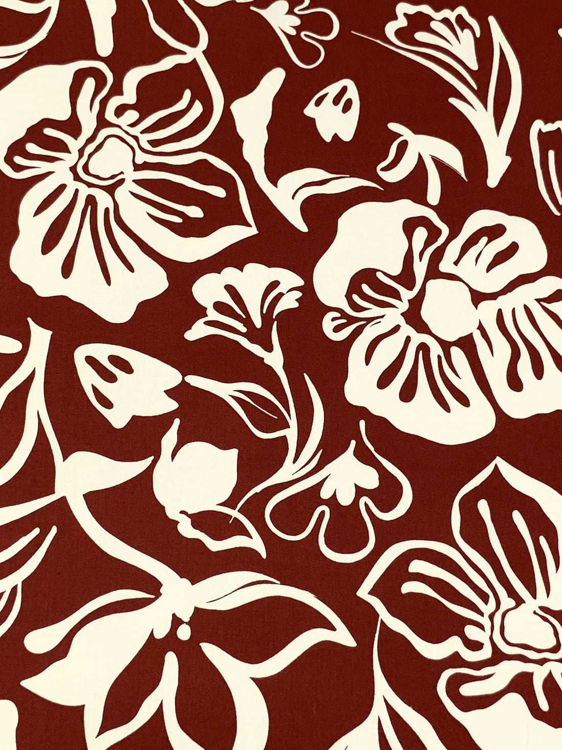 Regal Maroon Red/Alabaster 100% Rayon Floral Print Challis 54W