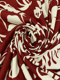 Regal Maroon Red/Alabaster 100% Rayon Floral Print Challis 54W