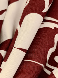 Regal Maroon Red/Alabaster 100% Rayon Floral Print Challis 54W