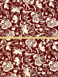 Regal Maroon Red/Alabaster 100% Rayon Floral Print Challis 54W