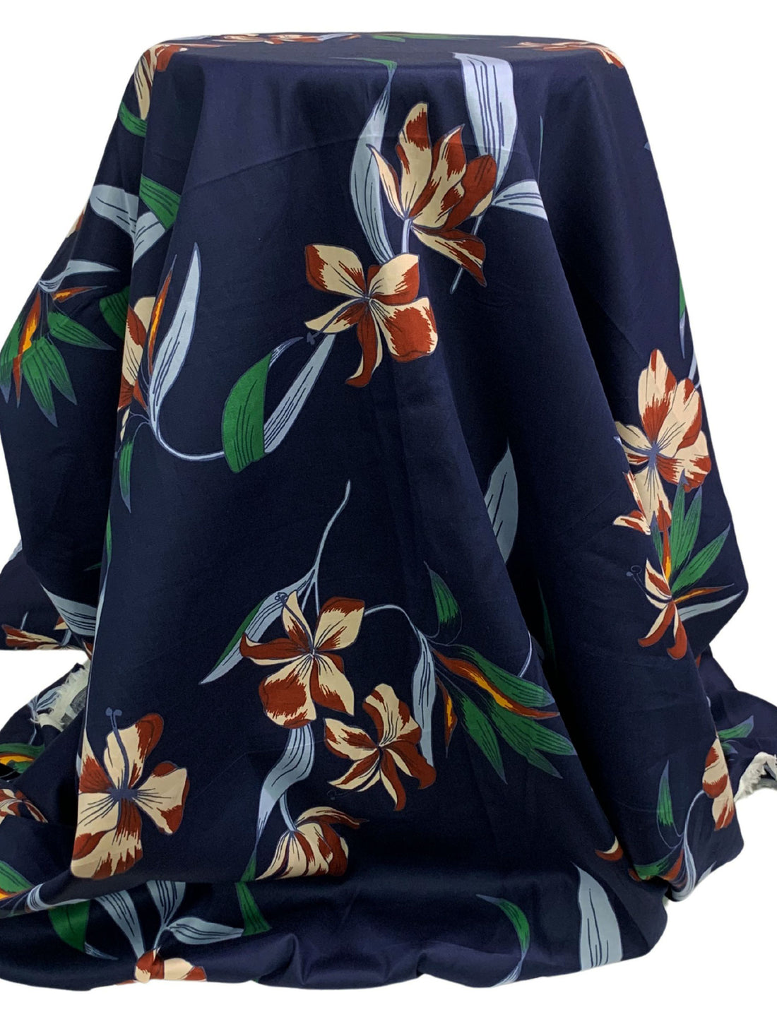 Navy Blue/Deep Copper Red/Champagne/Multi 100% Cotton Floral Print Twill Shirting 58W