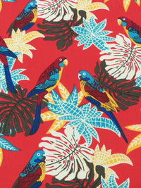 Scarlet/Cerulean/Pale Celery Green/Multi 100% Cotton Tropical Parrot Print Poplin Shirting 56W