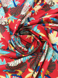 Scarlet/Cerulean/Pale Celery Green/Multi 100% Cotton Tropical Parrot Print Poplin Shirting 56W