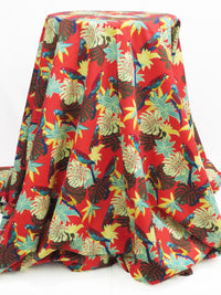 Scarlet/Cerulean/Pale Celery Green/Multi 100% Cotton Tropical Parrot Print Poplin Shirting 56W