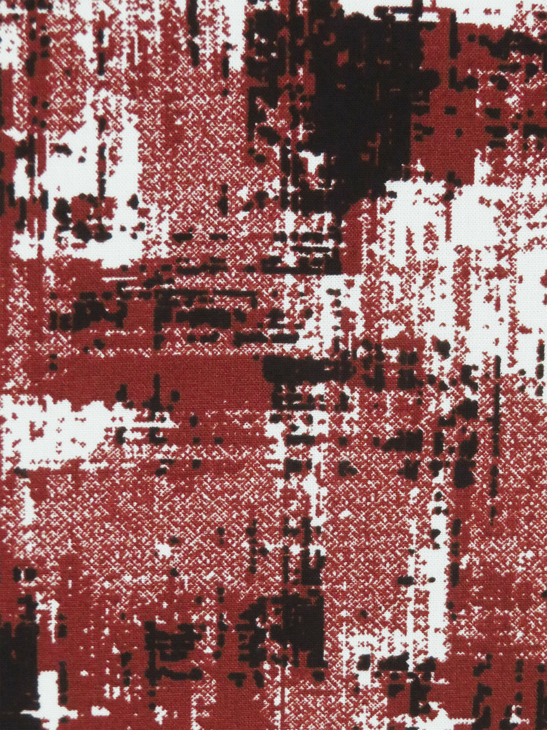 Brick Red/Black/White 100% Rayon Abstract Distressed Look Print Challis 54W
