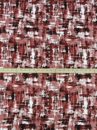 Brick Red/Black/White 100% Rayon Abstract Distressed Look Print Challis 54W