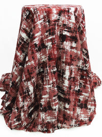 Brick Red/Black/White 100% Rayon Abstract Distressed Look Print Challis 54W