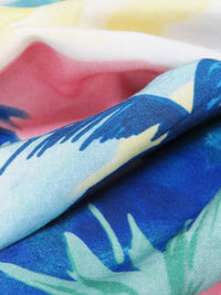 Deep Sapphire/Lemon/Salmon Pink/Multi 100% Rayon Retro Paradise Print Challis 56W