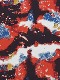 Chili Red/Vegas Gold/Dark Muted Azure Blue/Multi 100% Cotton Abstract Print Poplin Shirting 56W