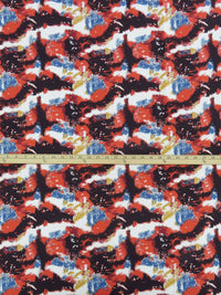 Chili Red/Vegas Gold/Dark Muted Azure Blue/Multi 100% Cotton Abstract Print Poplin Shirting 56W