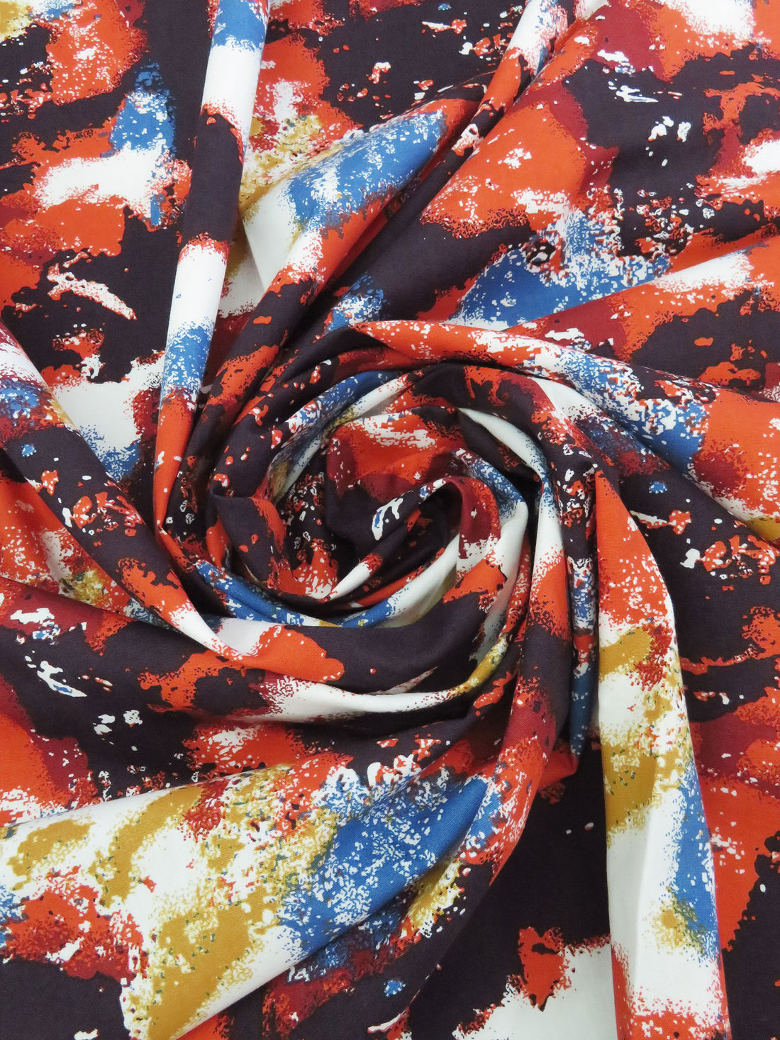 Chili Red/Vegas Gold/Dark Muted Azure Blue/Multi 100% Cotton Abstract Print Poplin Shirting 56W