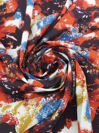 Chili Red/Vegas Gold/Dark Muted Azure Blue/Multi 100% Cotton Abstract Print Poplin Shirting 56W