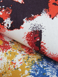 Chili Red/Vegas Gold/Dark Muted Azure Blue/Multi 100% Cotton Abstract Print Poplin Shirting 56W