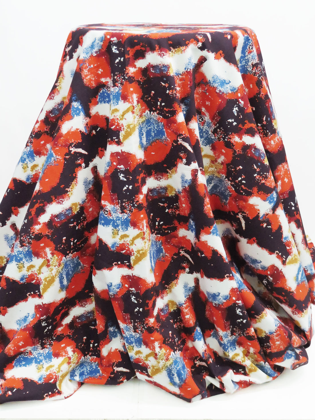 Chili Red/Vegas Gold/Dark Muted Azure Blue/Multi 100% Cotton Abstract Print Poplin Shirting 56W