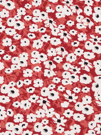 Deep Carmine/Terracotta Peach/White/Black 100% Rayon Floral Print Challis 54W