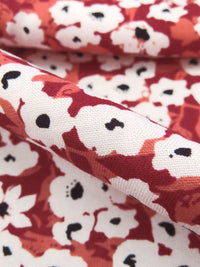 Deep Carmine/Terracotta Peach/White/Black 100% Rayon Floral Print Challis 54W