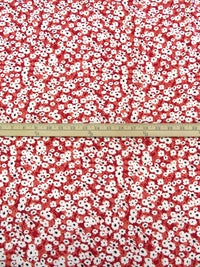Deep Carmine/Terracotta Peach/White/Black 100% Rayon Floral Print Challis 54W