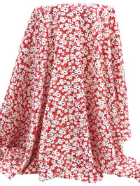 Deep Carmine/Terracotta Peach/White/Black 100% Rayon Floral Print Challis 54W