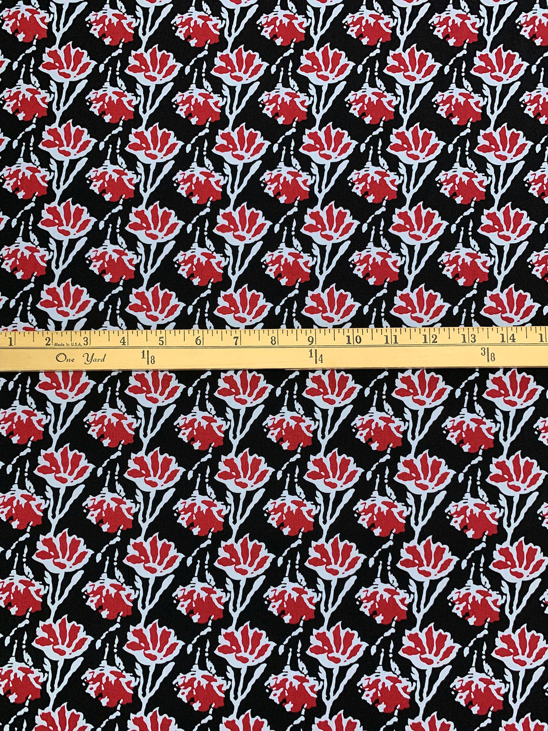 Cherry/Powder Blue/Black 100% Cotton Abstract Floral Print Poplin Shirting 58W