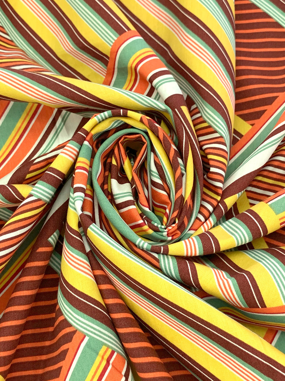 Dandelion/Chestnut/White/Deep Carrot 100% Cotton Multi-Stripe Lattice Print Poplin Shirting 56W