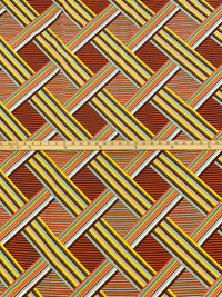 Dandelion/Chestnut/White/Deep Carrot 100% Cotton Multi-Stripe Lattice Print Poplin Shirting 56W