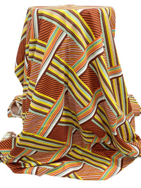 Dandelion/Chestnut/White/Deep Carrot 100% Cotton Multi-Stripe Lattice Print Poplin Shirting 56W