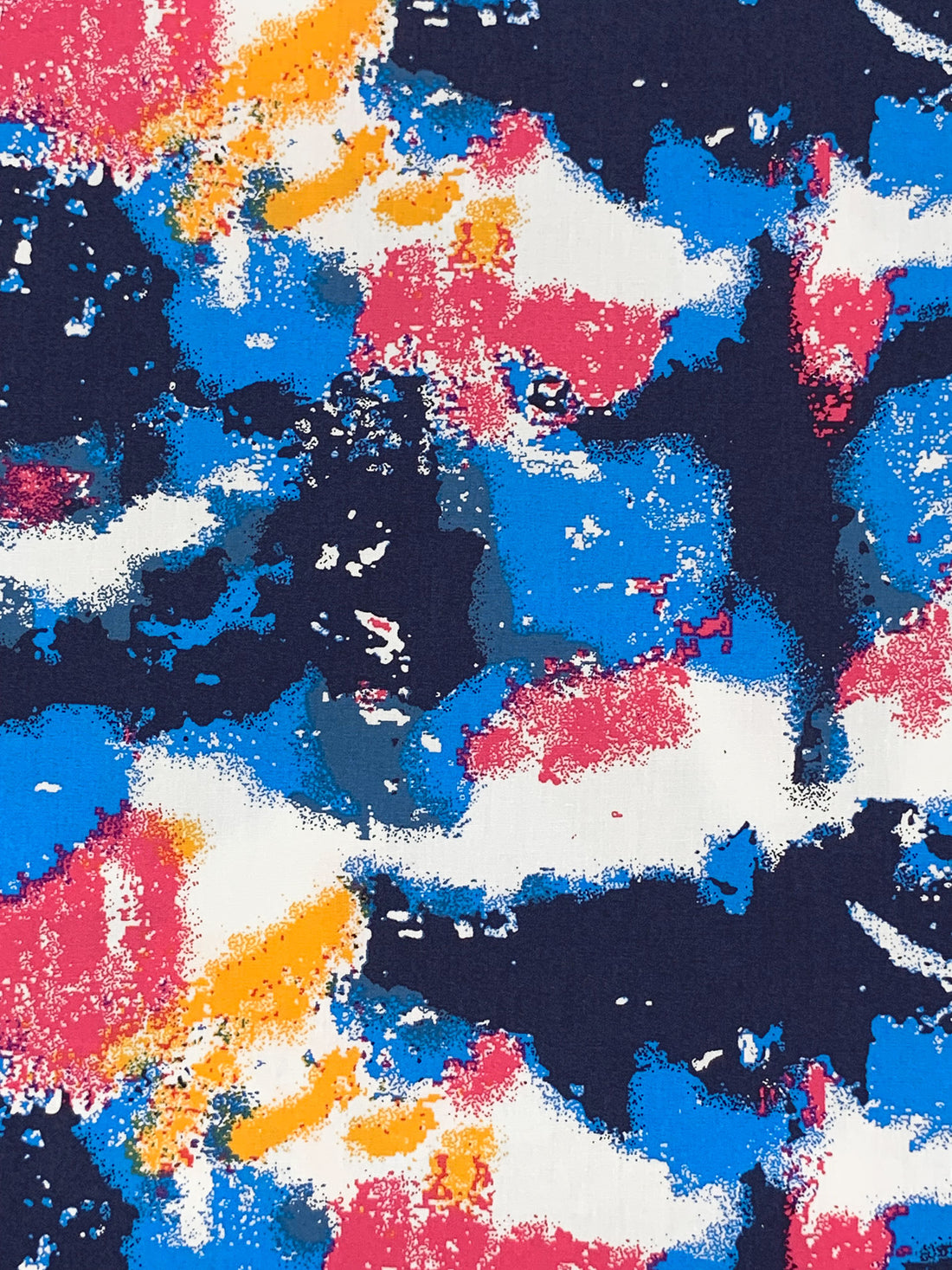 True Blue/White/Amber/Cerise 100% Cotton Abstract Print Poplin Shirting 56W