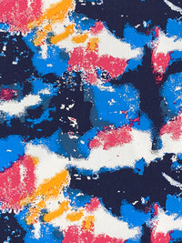 True Blue/White/Amber/Cerise 100% Cotton Abstract Print Poplin Shirting 56W