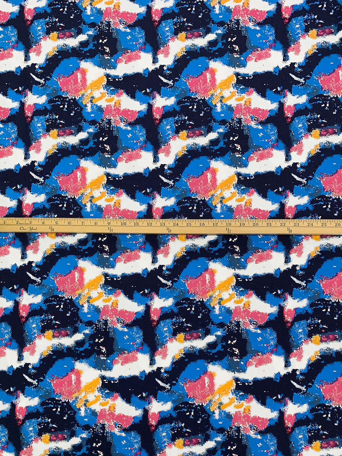 True Blue/White/Amber/Cerise 100% Cotton Abstract Print Poplin Shirting 56W