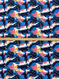 True Blue/White/Amber/Cerise 100% Cotton Abstract Print Poplin Shirting 56W