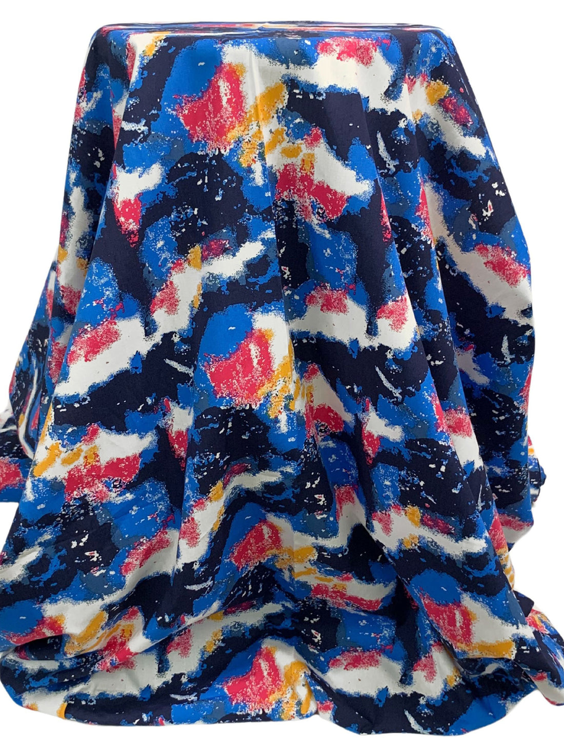 True Blue/White/Amber/Cerise 100% Cotton Abstract Print Poplin Shirting 56W