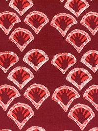 Vivid Auburn/Scarlet/White 100% Cotton Shell Print Poplin Shirting 56W