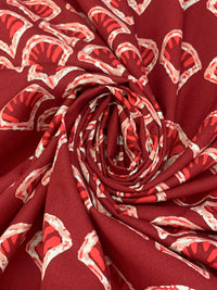 Vivid Auburn/Scarlet/White 100% Cotton Shell Print Poplin Shirting 56W