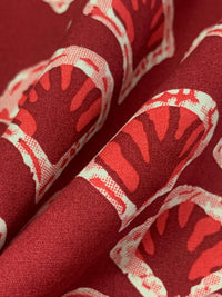 Vivid Auburn/Scarlet/White 100% Cotton Shell Print Poplin Shirting 56W