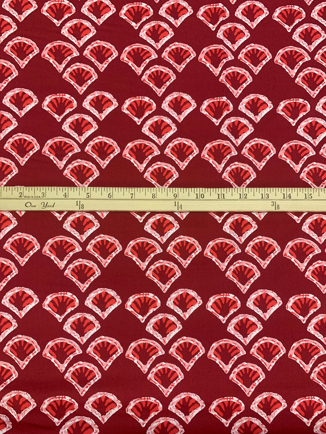 Vivid Auburn/Scarlet/White 100% Cotton Shell Print Poplin Shirting 56W