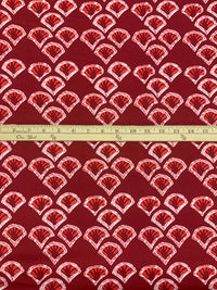 Vivid Auburn/Scarlet/White 100% Cotton Shell Print Poplin Shirting 56W