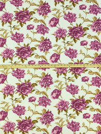 Boysenberry/Alabaster/Deep Bronze/Multi 100% Cotton Floral Print Poplin Shirting 58W